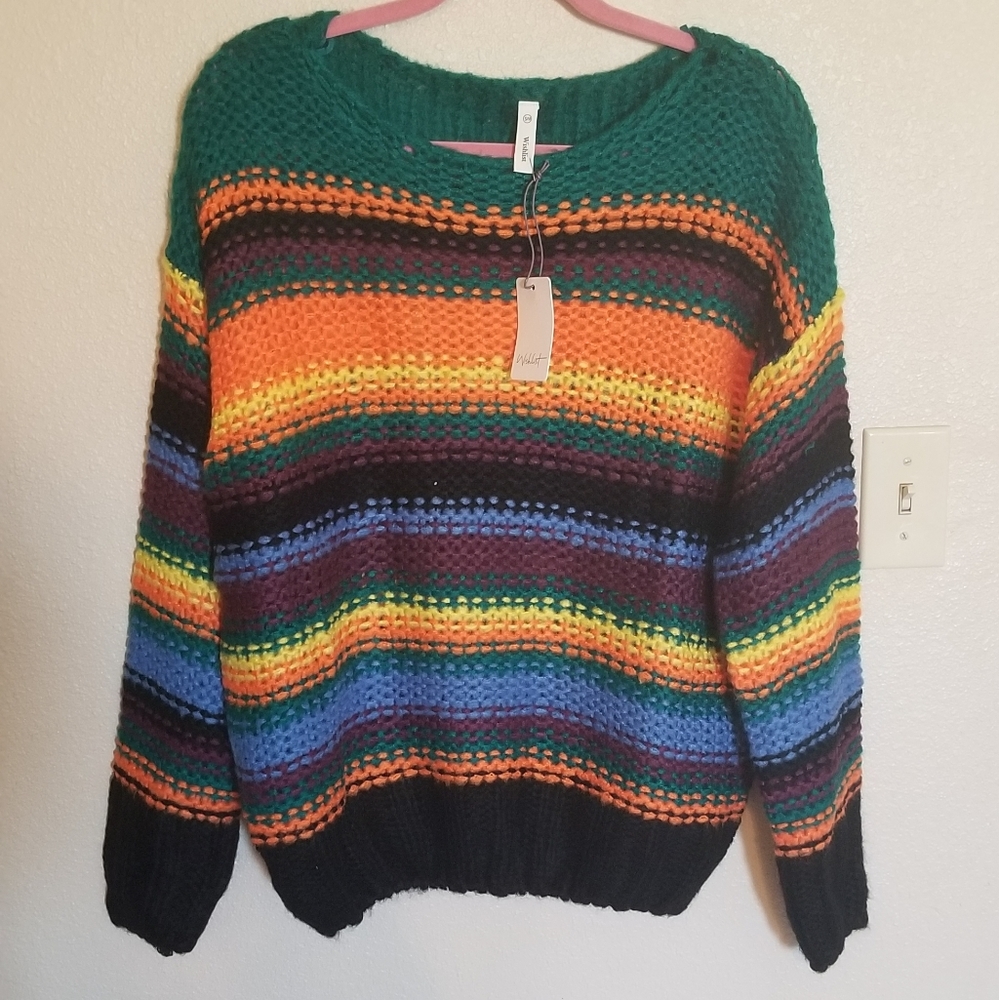 Wishlist open knit candy corn sweater